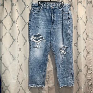 AE distressed ripped mom jeans